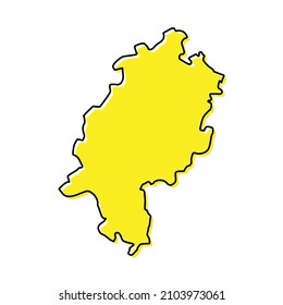 Einfache Umrisskarte von Hesse ist ein Bundesland Deutschlands. Stilvolles minimales Liniendesign