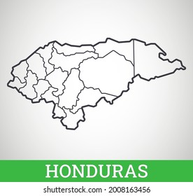 Simple outline map of Honduras. Vector graphic illustration.