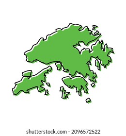 Simple outline map of Hong Kong. Stylized minimal line design