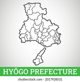 Simple outline map of Hyogo Prefecture. Vector graphic illustration.