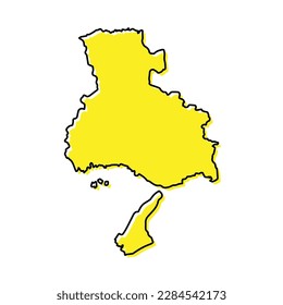 Simple outline map of Hyogo is a prefecture of Japan. Stylized minimal line design
