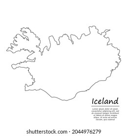 Mapa de esquema simple de Islandia, silueta vectorial en estilo de línea de esbozo