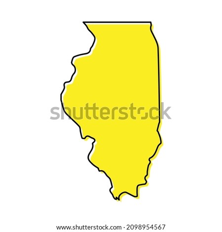 Simple outline map of Illinois is a state of United States. Stylized minimal line design