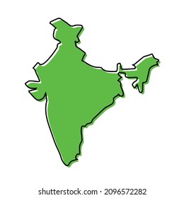 Simple outline map of India. Stylized minimal line design