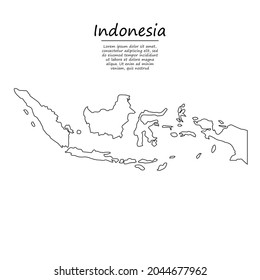 Simple outline map of Indonesia, vector silhouette in sketch line style