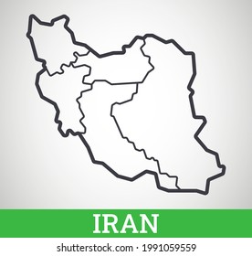 Simple outline map of Iran with regions. Vector graphic illustration.