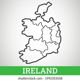 Simple outline map of Ireland with regions. Vector graphic illustration.
