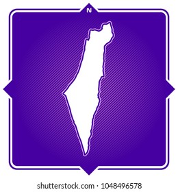 Simple outline map of israel with compas
