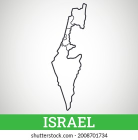 Einfache Rahmenkarte von Israel. Vektorgrafik.