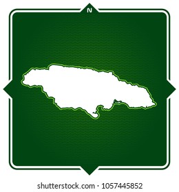 Simple outline map of jamaica with compass