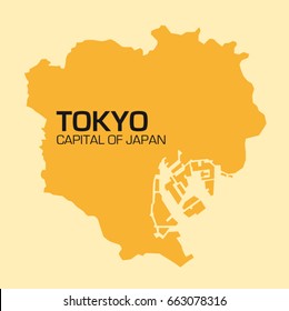 simple outline map of the Japanese capital Tokyo