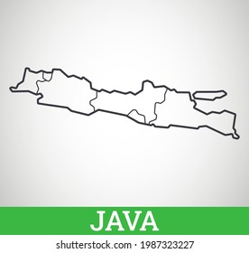 Simple outline map of Java with provinces. Vector graphic illustration.
