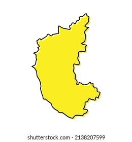 Mapa de esquema simple de Karnataka es un estado de India. Diseño de línea mínimo estilizado