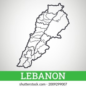 Simple outline map of Lebanon. Vector graphic illustration.