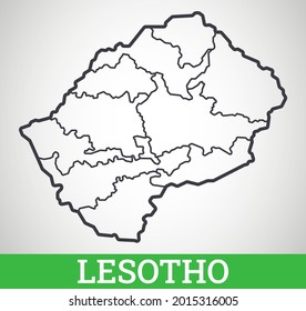 Simple outline map of Lesotho. Vector graphic illustration.