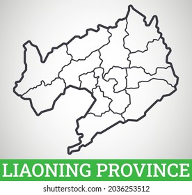 Simple outline map of Liaoning Province, China. Vector graphic illustration.