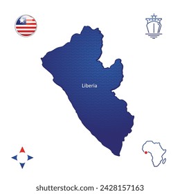 Simple outline map of Liberia with national symbols