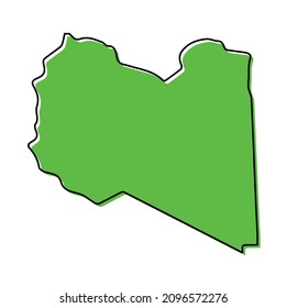 Simple outline map of Libya. Stylized minimal line design