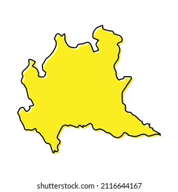 Simple outline map of Lombardy is a region of Italy. Stylized minimal line design
