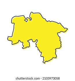 Simple outline map of Lower Saxony is a state of Germany. Stylized minimal line design