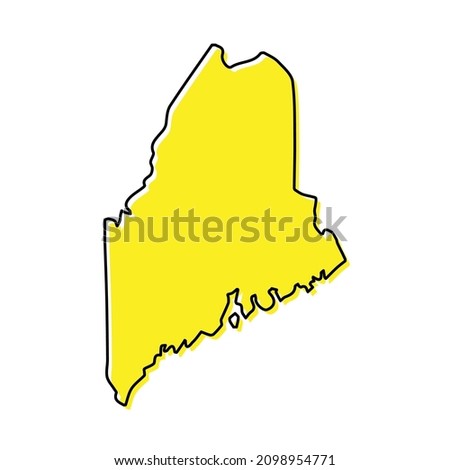 Simple outline map of Maine is a state of United States. Stylized minimal line design