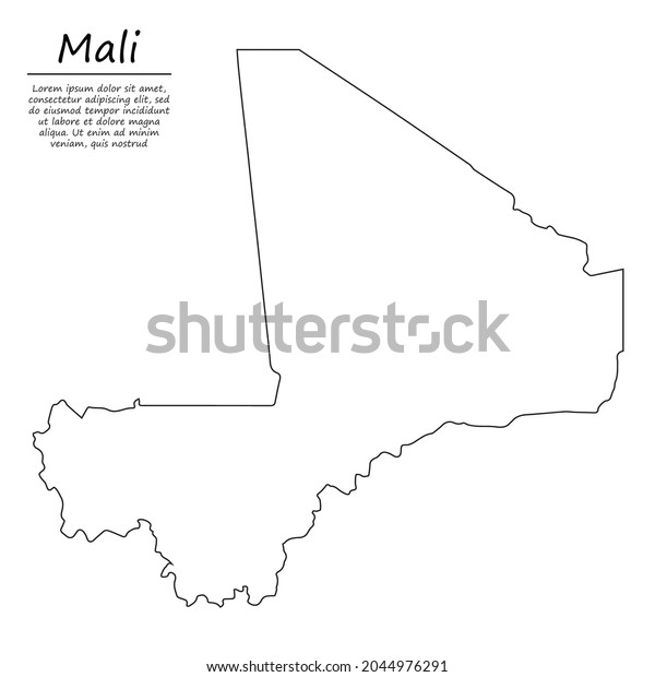 Simple Outline Map Mali Vector Silhouette Stock Vector Royalty Free   Simple Outline Map Mali Vector 600w 2044976291 