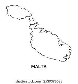 Simple outline map of Malta. Stylized minimal line design. map vector	