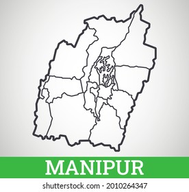Simple outline map of Manipur District, India. Vector graphic illustration.