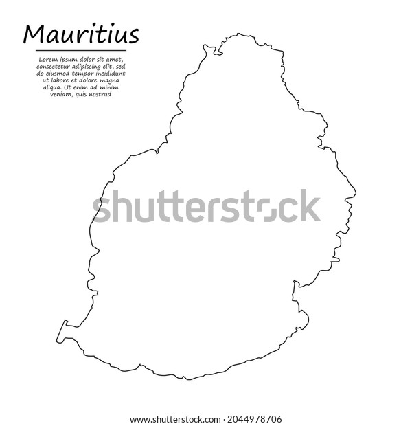 Simple Outline Map Mauritius Vector Silhouette Stock Vector (Royalty ...