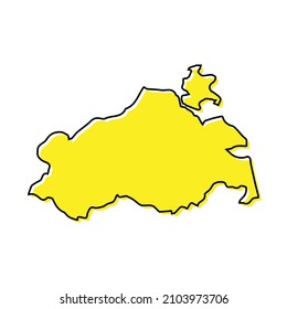 Simple outline map of Mecklenburg-Western Pomerania is a state of Germany. Stylized minimal line design