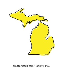 Simple outline map of Michigan is a state of United States. Stylized minimal line design