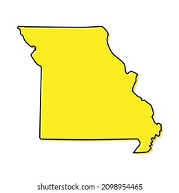 Simple outline map of Missouri is a state of United States. Stylized minimal line design