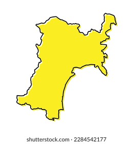 Simple outline map of Miyagi is a prefecture of Japan. Stylized minimal line design
