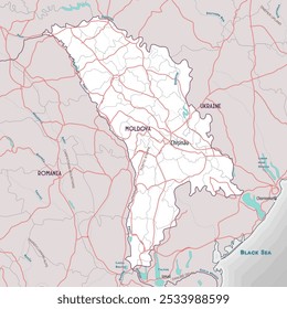 Carte sommaire simple de Moldavie page de coloriage