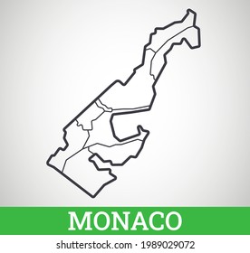 Simple outline map of Monaco with regions. Vector graphic illustration.