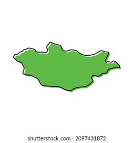 Mapa esquemático simple de Mongolia. Diseño de línea mínimo estilizado