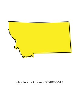 Simple outline map of Montana is a state of United States. Stylized minimal line design