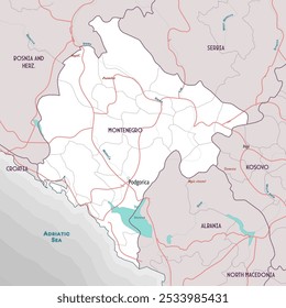 Carte sommaire simple de Monténégro page de coloriage