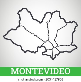 Mapa de esquema simple de Montevideo. Ilustración gráfica vectorial.
