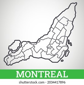 Simple outline map of Montreal, Canada. Vector graphic illustration.