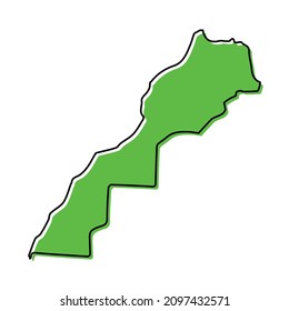 Simple outline map of Morocco. Stylized minimal line design