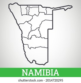 Simple outline map of Namibia. Vector graphic illustration.