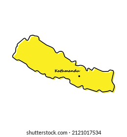 Einfache Umrisskarte von Nepal mit Kapitallage. Stilvolles minimales Liniendesign