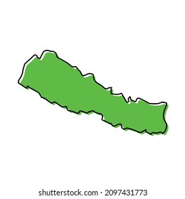 Simple outline map of Nepal. Stylized minimal line design