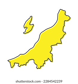 Simple outline map of Niigata is a prefecture of Japan. Stylized minimal line design