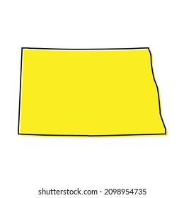 Simple outline map of North Dakota is a state of United States. Stylized minimal line design