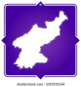 Simple outline map of north korea with compass