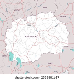 Simple outline map of North Macedonia coloring page