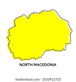 Mapa de contorno simples da macedônia do norte. Design de linha mínimo estilizado. vetor de mapa	