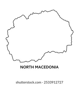 Simple outline map of north macedonia. Stylized minimal line design. map vector	